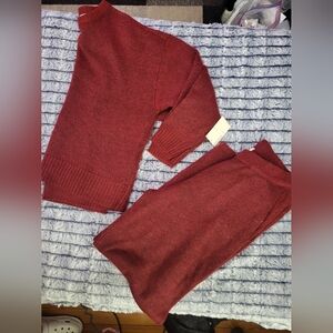 Nwt State Of Day Burgundy Knit Sweater and Pants Set Size Small